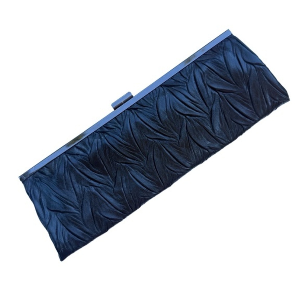Jessica Mcclintock Sloane Clutch Evening Wear Black Textured Chain Strap Formal